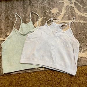 Seemless Rib-knit Crop Tank Tops (set of 2)